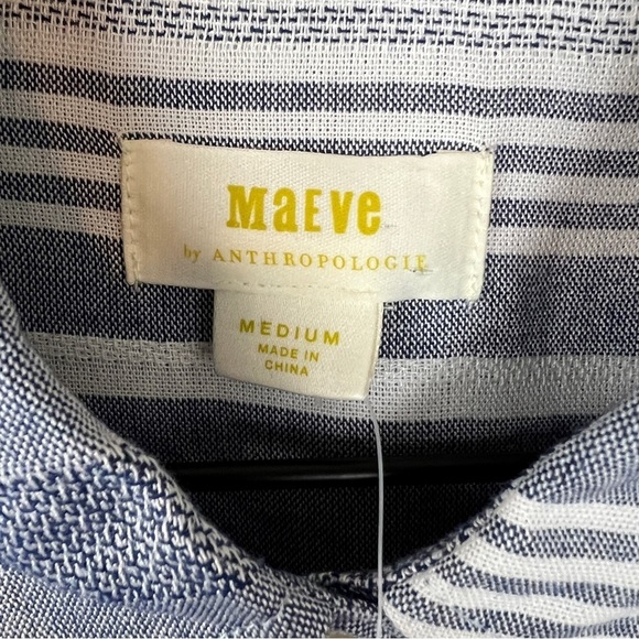 Anthropologie Maeve Blue Striped Button From Shirt - Picture 4 of 6